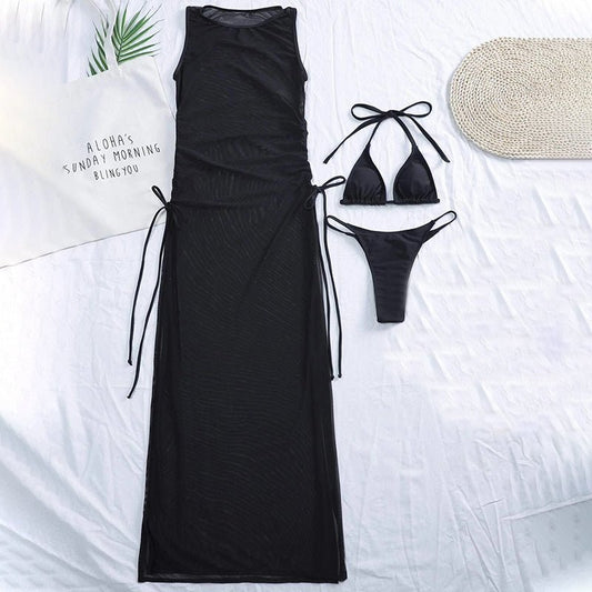 New Solid Color Sexy Split Swimsuit - Aqova