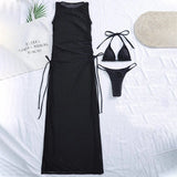 New Solid Color Sexy Split Swimsuit - Aqova