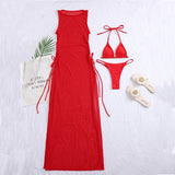 New Solid Color Sexy Split Swimsuit - Aqova