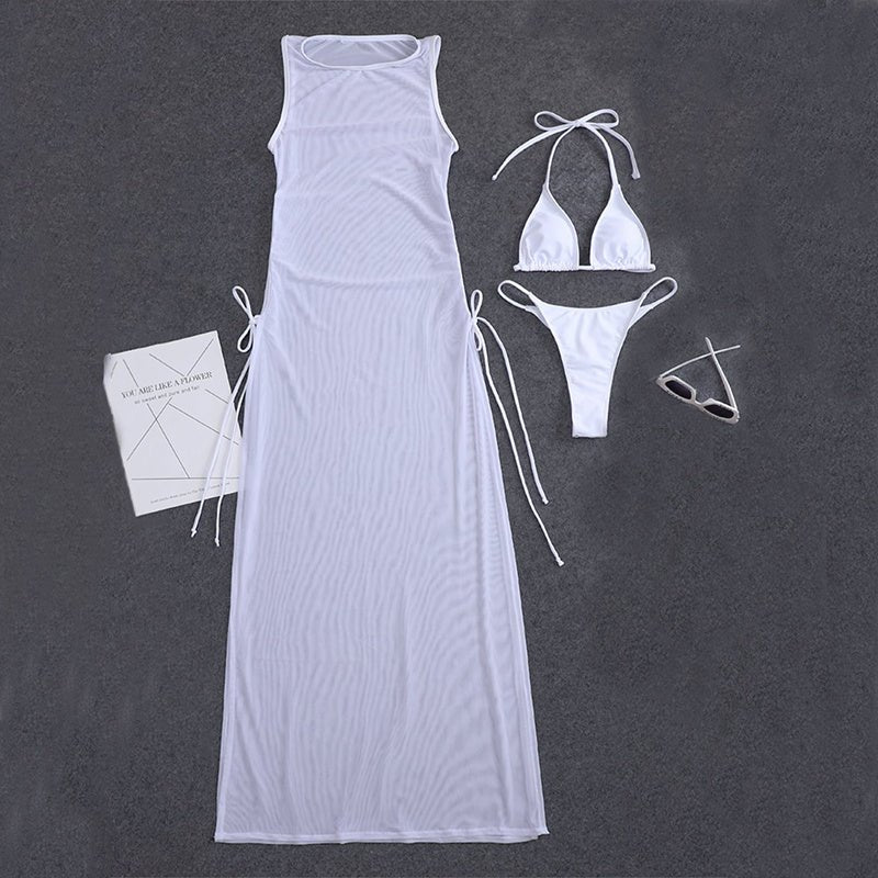 New Solid Color Sexy Split Swimsuit - Aqova