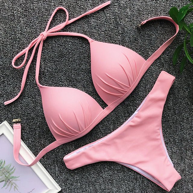 One - piece bra hanging neck bikini - Aqova