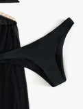 One Size Black Solid Slim Fit Triangle One - Piece Swimsuit - Aqova