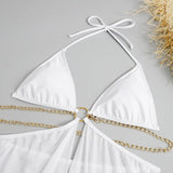 One Size Black Solid Slim Fit Triangle One - Piece Swimsuit - Aqova