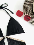 One Size Black Solid Slim Fit Triangle One - Piece Swimsuit - Aqova