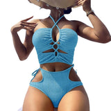 Orange & Blue Bikini Split Swimsuit - Stylish Rope Design, Sizes S - XL - Aqova