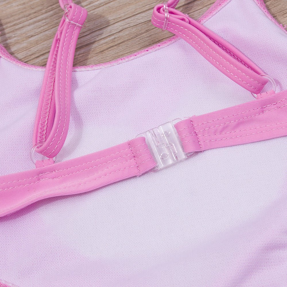 Peach Heart Adjustable Girls One - Piece Swimsuit - Retro Style for Swimming - Aqova