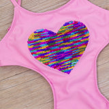 Peach Heart Adjustable Girls One - Piece Swimsuit - Retro Style for Swimming - Aqova