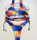Pineapple Bikini Set for Curvy Women - Lace Up Thong Swimsuit - Aqova