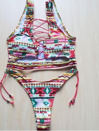 Pineapple Bikini Set for Curvy Women - Lace Up Thong Swimsuit - Aqova