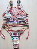 Pineapple Bikini Set for Curvy Women - Lace Up Thong Swimsuit - Aqova