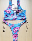 Pineapple Bikini Set for Curvy Women - Lace Up Thong Swimsuit - Aqova