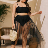 Plus Size Bikini Split Swimsuit Gauze Skirt - Aqova