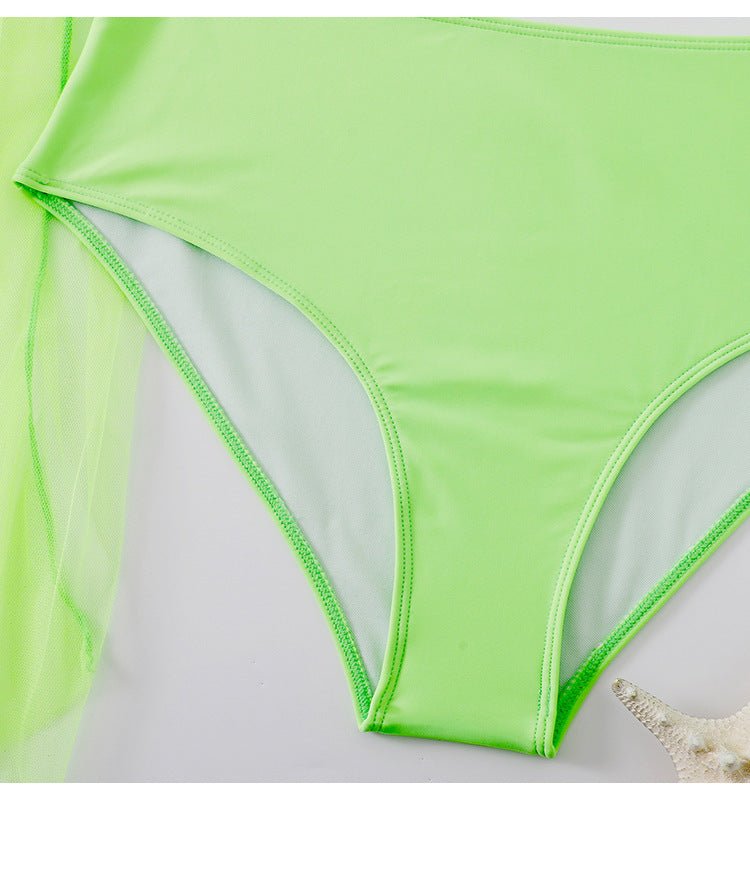 Plus Size Bikini Split Swimsuit Gauze Skirt - Aqova