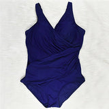 Plus Size High Waist Swimwear - One - Piece Stylish Comfort in Orange & Navy - Aqova