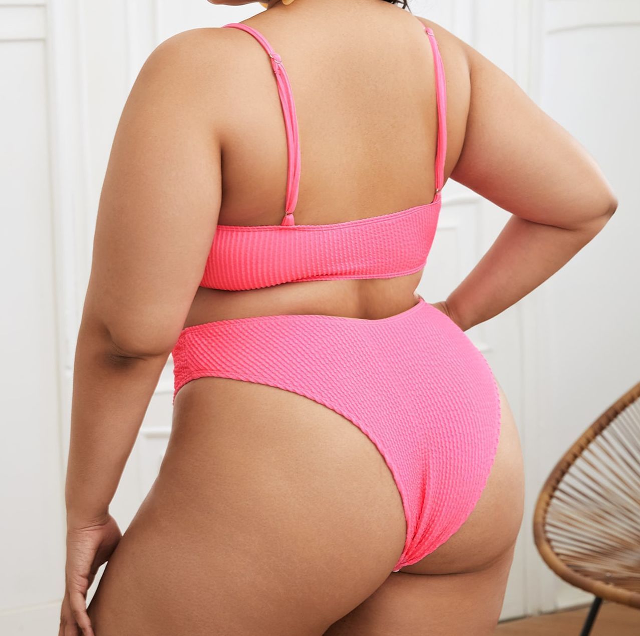 Plus - size Solid Color Bikini Swimsuit - Aqova