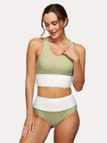 Plus Size Split Swimsuit Printed Zipper Bikini Swimsuit - Aqova