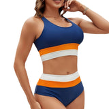 Plus Size Split Swimsuit Printed Zipper Bikini Swimsuit - Aqova