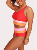 Plus Size Split Swimsuit Printed Zipper Bikini Swimsuit - Aqova
