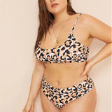 Plus size triangle split leopard print bikini - Aqova
