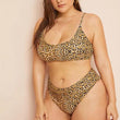 Plus size triangle split leopard print bikini - Aqova