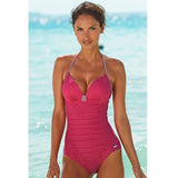 Plus Size Women’s Push Up Swimwear - Sexy One - Piece Drape Suit - Aqova