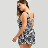Print plus - size skirt split swimsuit - Aqova
