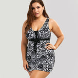 Print plus - size skirt split swimsuit - Aqova