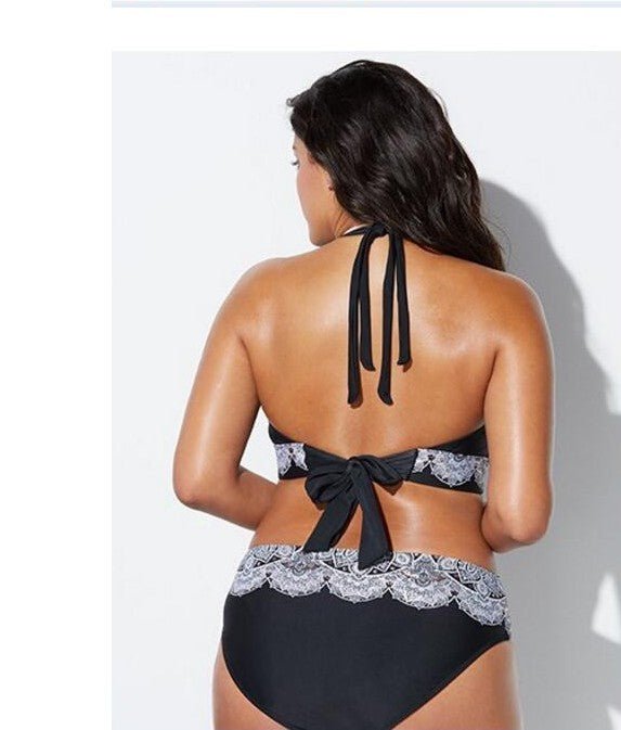 Printed Swimsuit Retro Bikini With Back Straps - Aqova