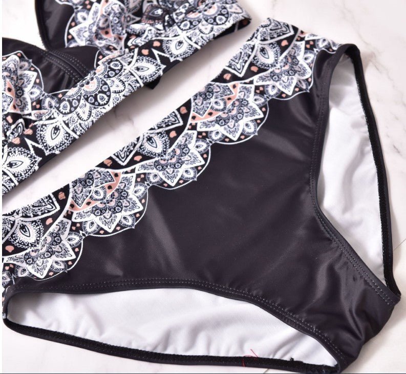 Printed Swimsuit Retro Bikini With Back Straps - Aqova