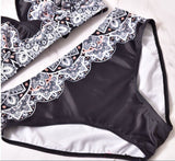 Printed Swimsuit Retro Bikini With Back Straps - Aqova