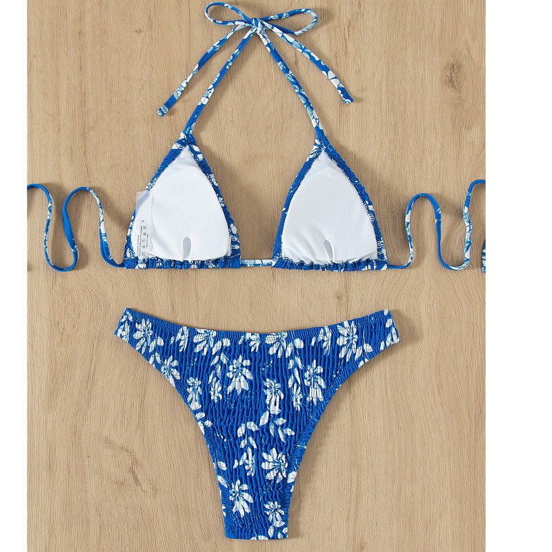 Printed Triangle Bag Bikini Tied Swimsuit - Aqova
