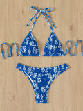 Printed Triangle Bag Bikini Tied Swimsuit - Aqova