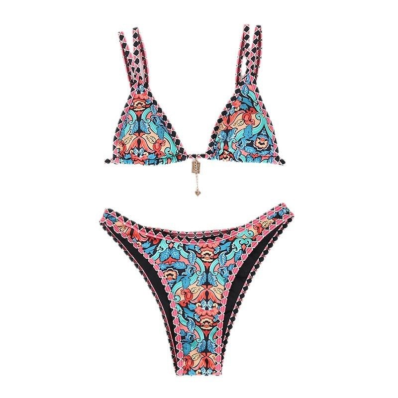 Retro 4 - color Printed Women's Swimwear Bikini - Aqova