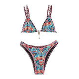 Retro 4 - color Printed Women's Swimwear Bikini - Aqova