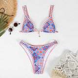 Retro 4 - color Printed Women's Swimwear Bikini - Aqova
