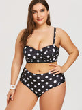 Retro Polka Dot Plus Size Bikini Set - High - Rise & Padded Swimwear - Aqova