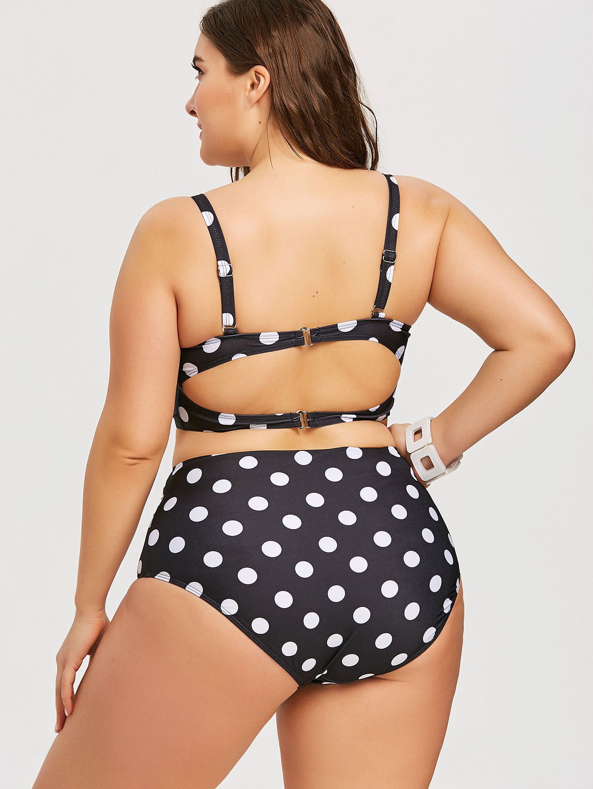 Retro Polka Dot Plus Size Bikini Set - High - Rise & Padded Swimwear - Aqova