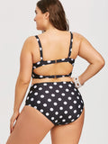 Retro Polka Dot Plus Size Bikini Set - High - Rise & Padded Swimwear - Aqova