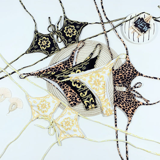 Retro Print Bikini Leopard Swimsuit - Aqova