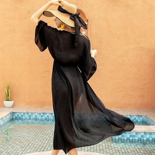 Retro Sunscreen Beach Cardigan & Long Skirt - Perfect for Air Conditioning - Aqova