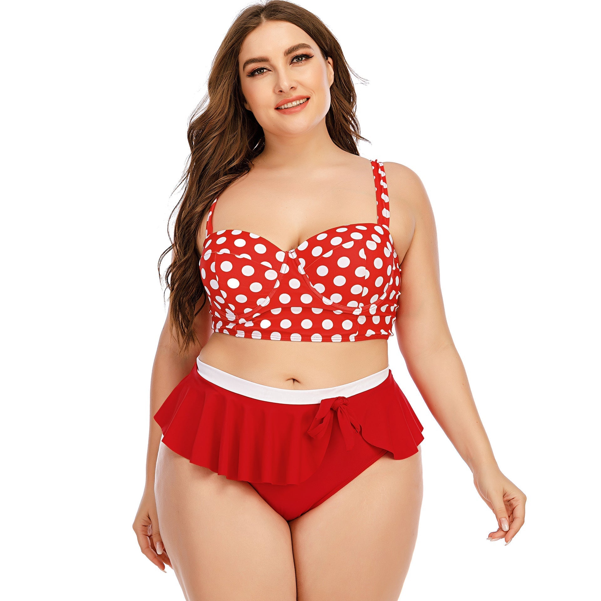 Retro Wave Plus Size Bikini Set - Push Up Two - Piece Swimwear for Women - Aqova