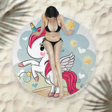 Round Fringed Beach Towel - Colorful Microfiber Bath Towel for Pool & Spa - Aqova