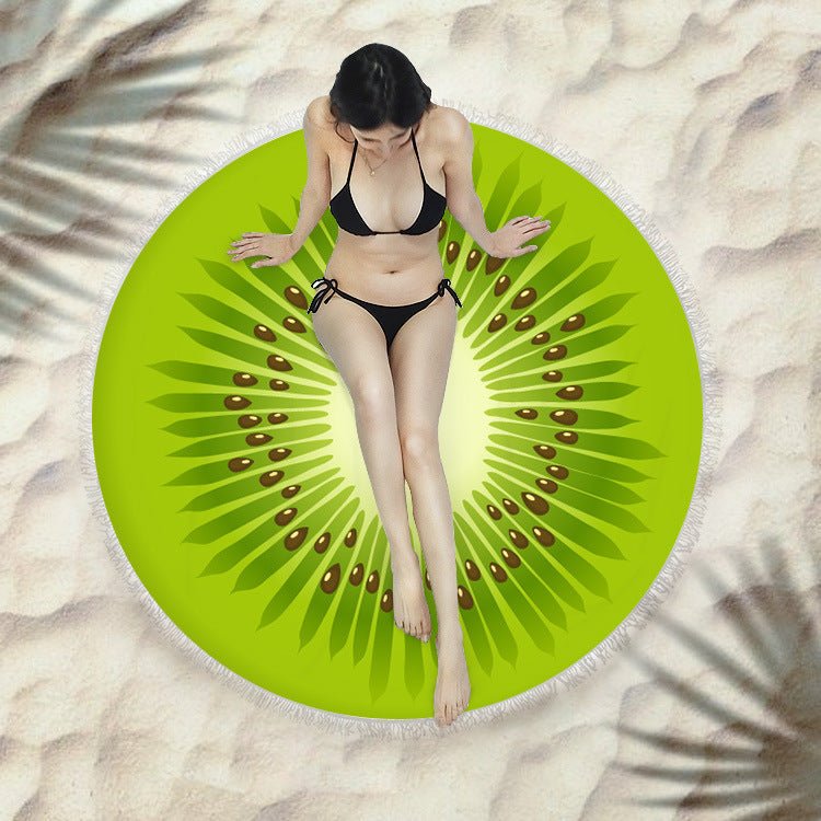 Round Fringed Beach Towel - Colorful Microfiber Bath Towel for Pool & Spa - Aqova