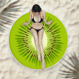 Round Fringed Beach Towel - Colorful Microfiber Bath Towel for Pool & Spa - Aqova