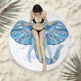 Round Fringed Beach Towel - Colorful Microfiber Bath Towel for Pool & Spa - Aqova