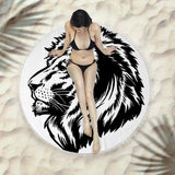 Round Fringed Beach Towel - Colorful Microfiber Bath Towel for Pool & Spa - Aqova