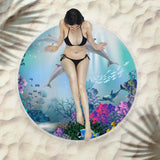 Round Fringed Beach Towel - Colorful Microfiber Bath Towel for Pool & Spa - Aqova