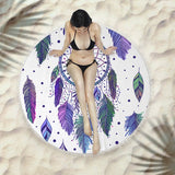 Round Fringed Beach Towel - Colorful Microfiber Bath Towel for Pool & Spa - Aqova