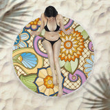Round Fringed Beach Towel - Colorful Microfiber Bath Towel for Pool & Spa - Aqova