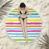 Round Fringed Beach Towel - Colorful Microfiber Bath Towel for Pool & Spa - Aqova